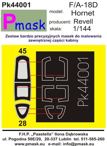 F/A-18D canopy and wheel masks (for Revell)