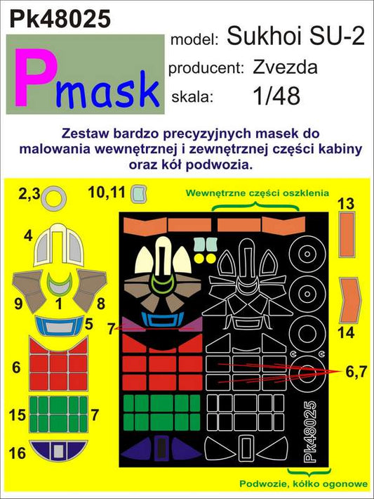 Sukhoi SU-2 canopy and wheel masks (for Zvezda)