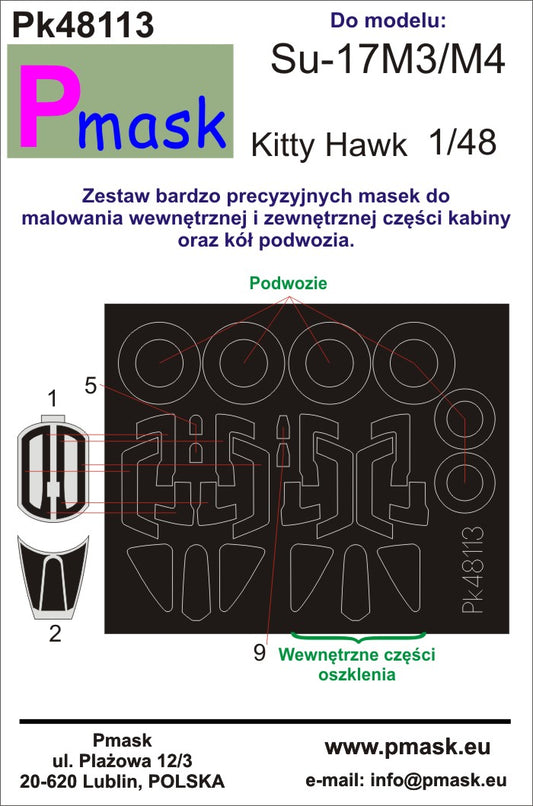 Su-17M3/M4 canopy and wheel masks (for Kitty Hawk)