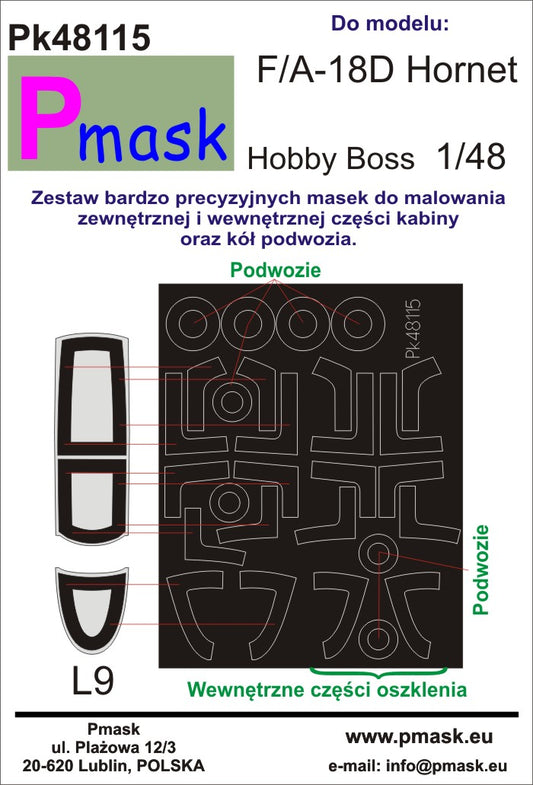 F/A-18D Hornet canopy and wheel masks (for Hobby Boss)