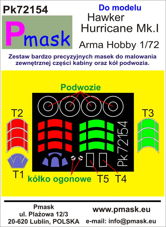 Hawker Hurricane Mk.I canopy and wheel masks (for Arma Hobby)