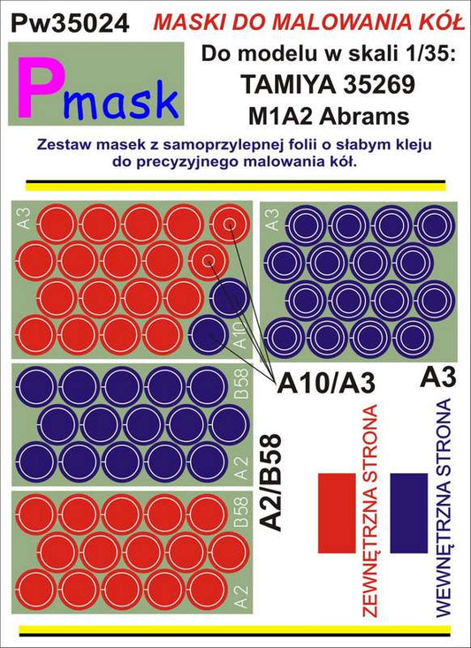 M1A2 Abrams masks for painting wheels (for Tamiya)