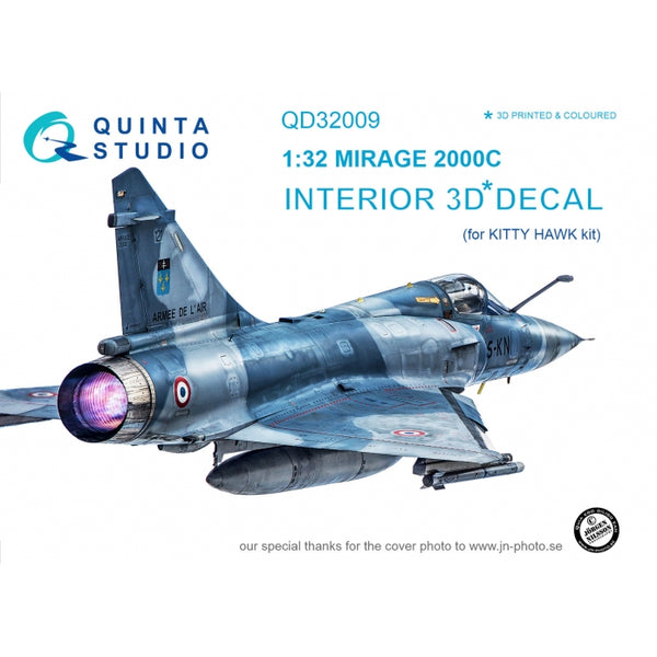 Mirage 2000C 3D-εκτυπωμένο &amp; έγχρωμο εσωτερικό σε χαρτί χαλκομανίας (για κιτ Kitty Hawk)