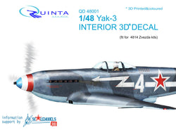 Yak-3 - 3D-Printed & coloured Interior (for 4814 Zvezda kit)
