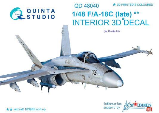 F/A-18С (late) 3D-Printed & coloured Interior on decal paper (for Kinetic)