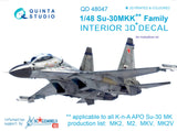 Su-30MKK 3D-εκτυπωμένο &amp; έγχρωμο εσωτερικό σε χαρτί χαλκομανίας (για κιτ HobbyBoss)