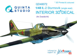 Il-2 Single seat 3D-Printed & coloured Interior on decal paper (for kit)