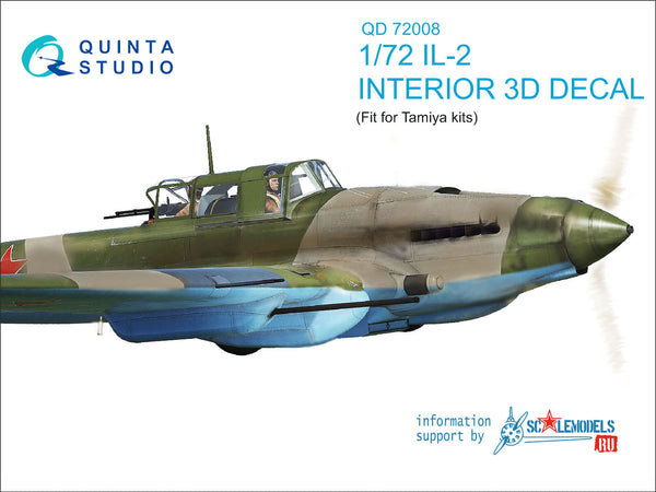 IL-2 Shturmovik 3D-εκτυπωμένο &amp; έγχρωμο εσωτερικό σε χαρτί χαλκομανίας (για κιτ Tamiya)