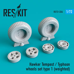 Hawker Tempest/Typhoon wheels set type 1 (weighted) (1/72)