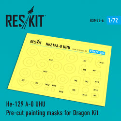He-129 A-0 "UHU" Pre-cut painting masks for Dragon kit (1/72)