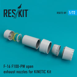 F-16 "Fighting Falcon" F100-PW open exhaust nozzles for Kinetic kit (1/72)