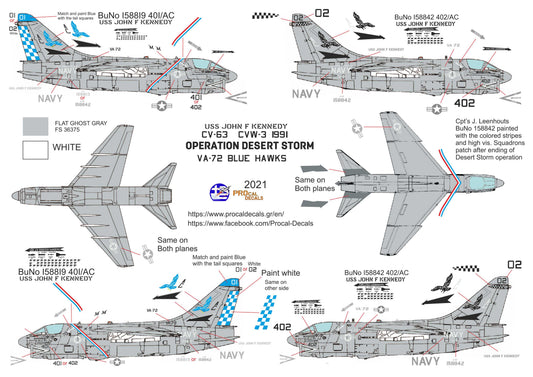 A-7E USS J.F. KENNEDY VA-72 BLUE HAWKS OPERATION DESERT STORM