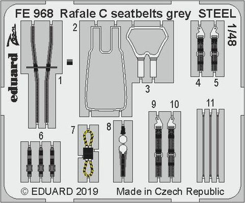 Rafale C seatbelts grey STEEL (for Revell)