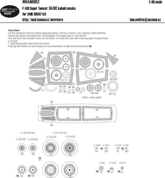 F-14D Super Tomcat BASIC kabuki masks (1/48)